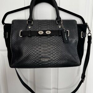 Coach Blake Carry All Black Embossed Leather Bag